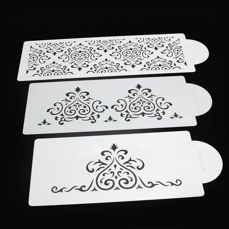 3-piece cake spray mold cake embossing mold printing mold edge fancy fondant mold fondant hollow Template