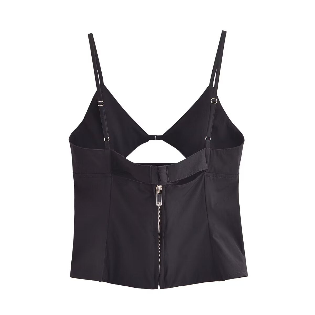 Fashionable V-neck Sleeveless Backless Black Hollow Camisole Women