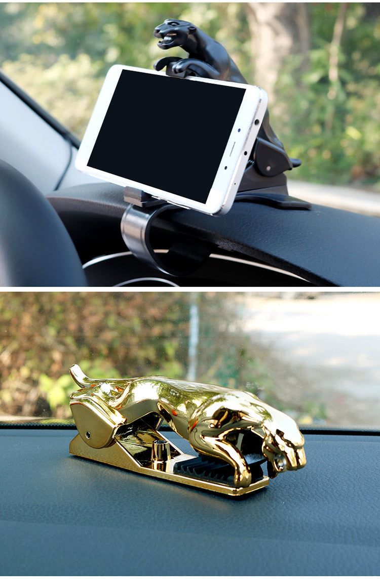 Premium Leopard Car Phone Holder - 360° Adjustable Dashboard Mount for iPhone & Android GPS Stand