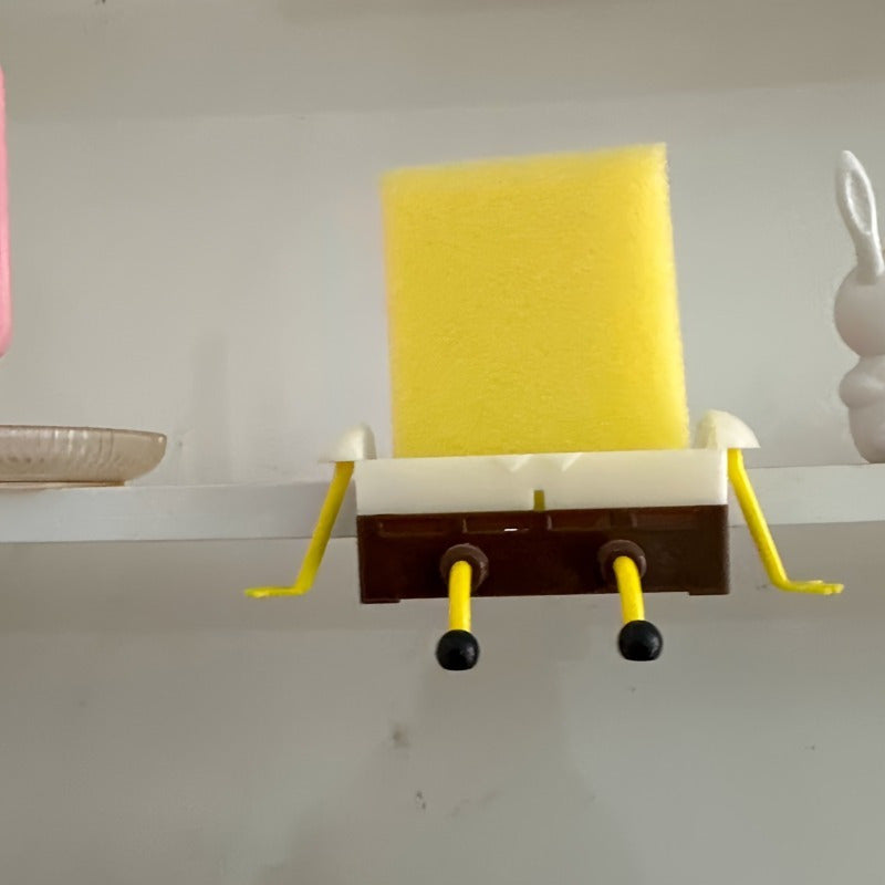 Cartoon Sponge Drain Rack – Plastic Hanging Organiser for Kitchen & Bathroom