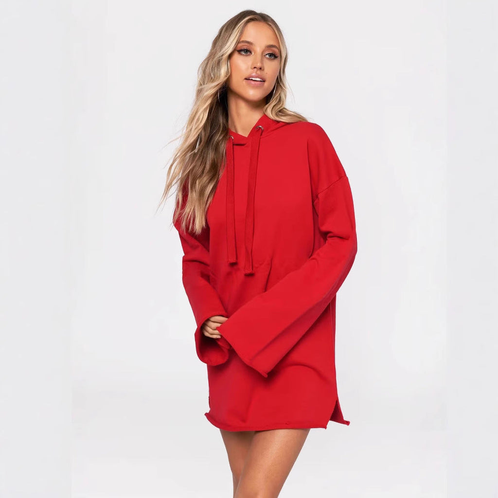 Pure Color Split Dress Baggy Fashion Top