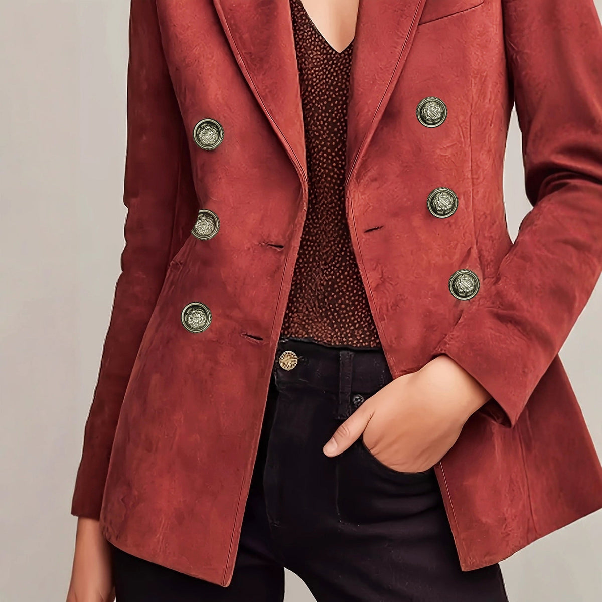 Women's French-style Elegant Vintage Double-breasted Blazer