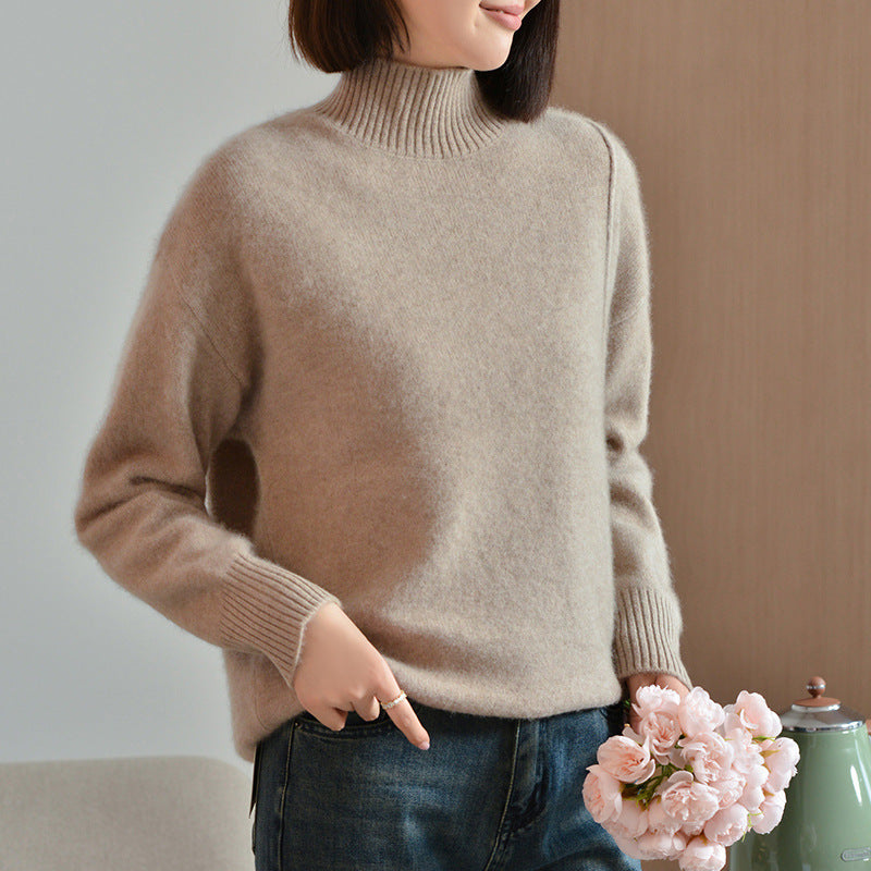 Women's Crew-neck Minimalist-style Loose-fit Sweater