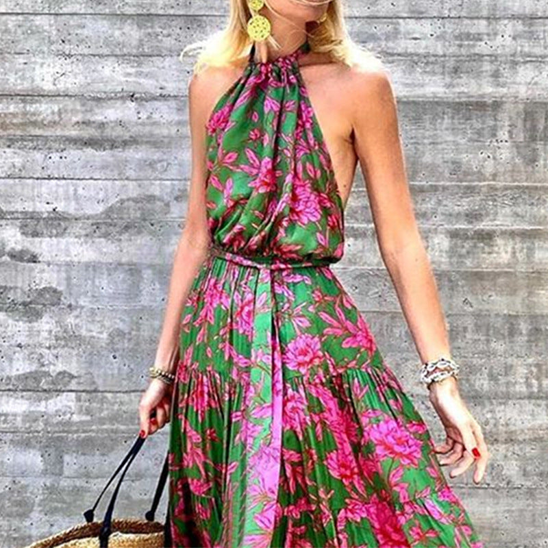 Backless printed dress