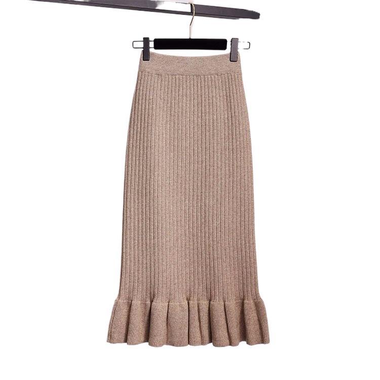 New Slim-fit And Slimming Lace-hem Knitted Skirt