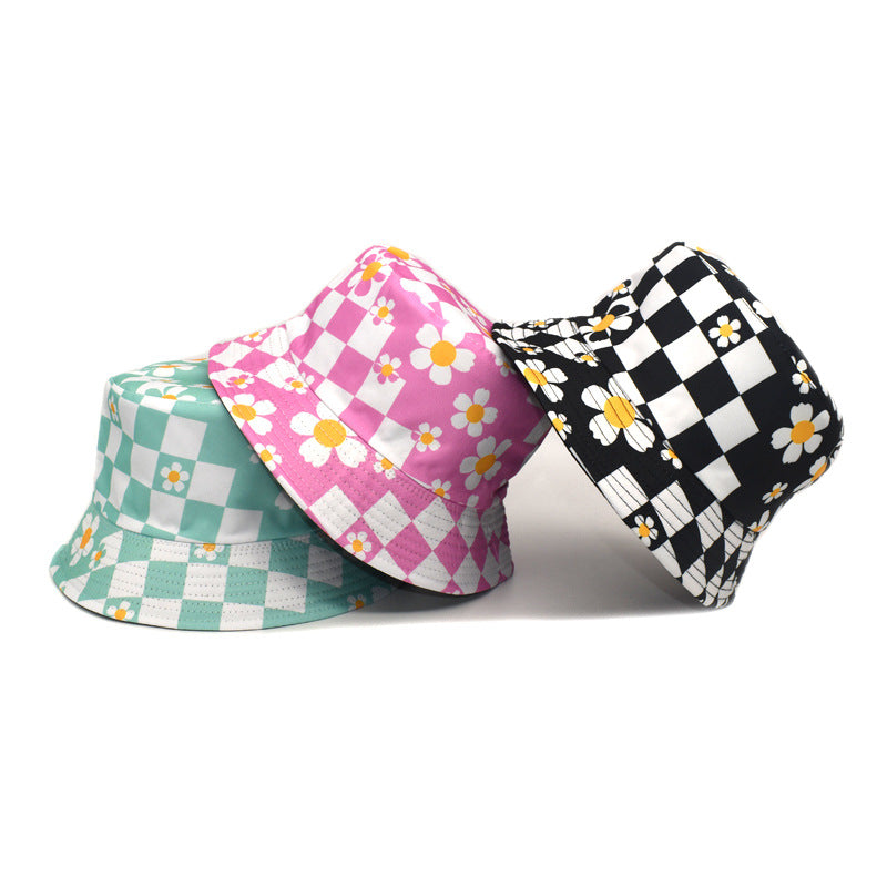Korean Style Chessboard Plaid Spring And Summer New Bucket Hat Sun-proof