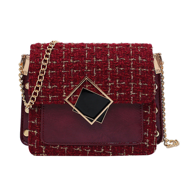 Woolen fashion simple messenger bag female chain bag
