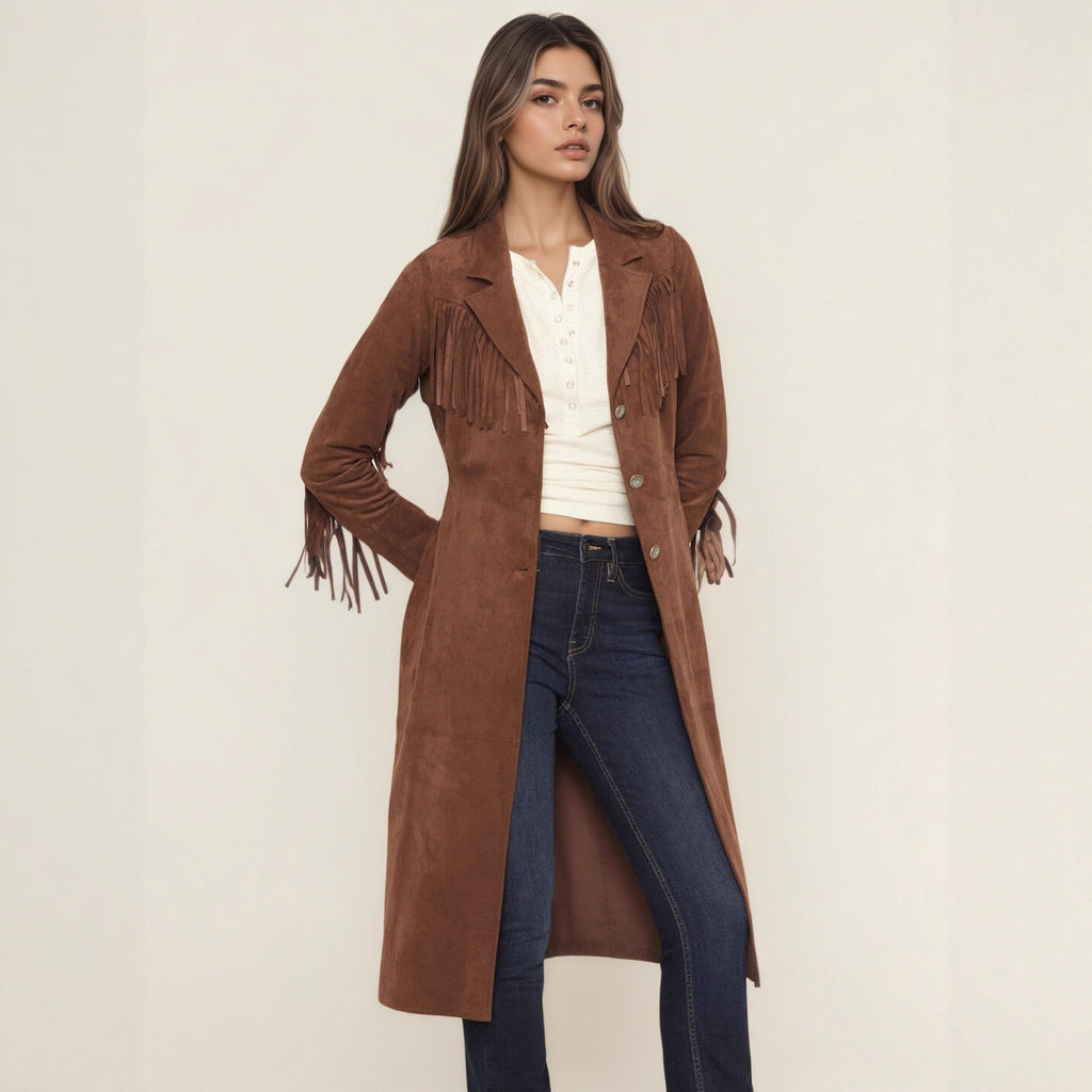 Fashion Long Tassel Design Easy Matching Coat