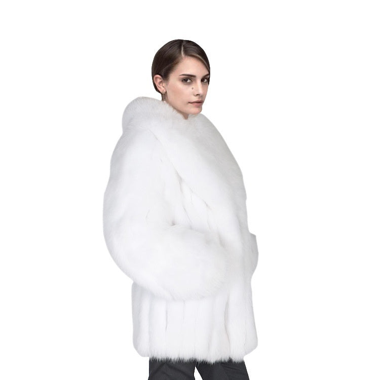 New European And American Stylish Fox-fur Lapel Coat