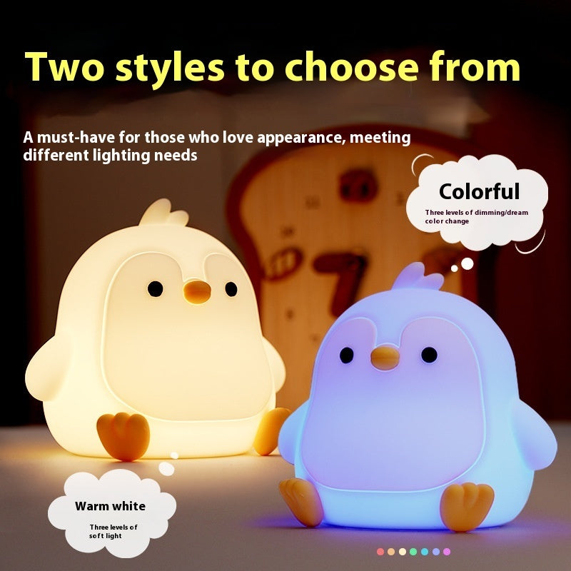 Adorable Penguin Night Light - Rechargeable Silicone Touch Lamp for Kids Bedroom