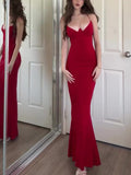 Red Sexy Tight V-neck Maxi Dress