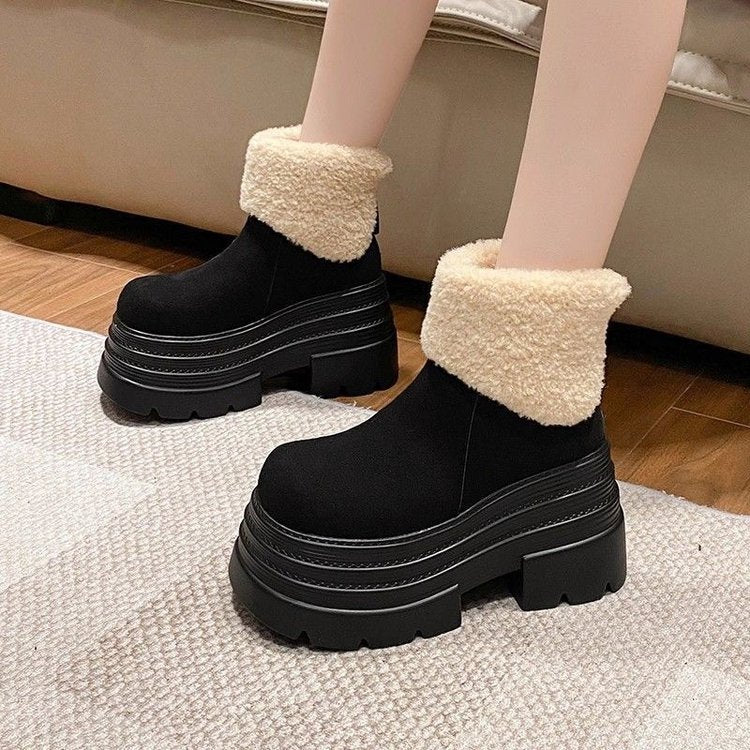 Short Plush Thickened Warm Platform Cotton Shoes