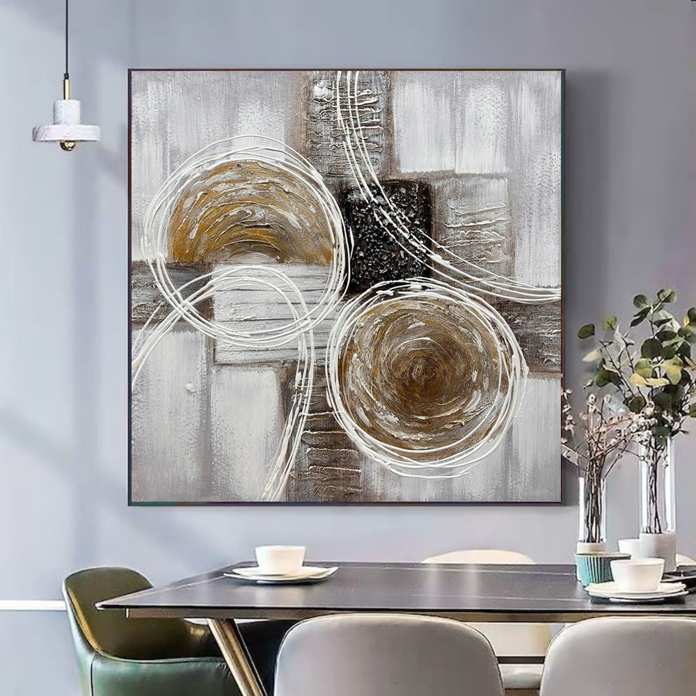 Modern Brown And Black Thick Oil Texture Abstract Landscape Picture Handmade Oil Painting Decor Living Room Sofa Back Mural