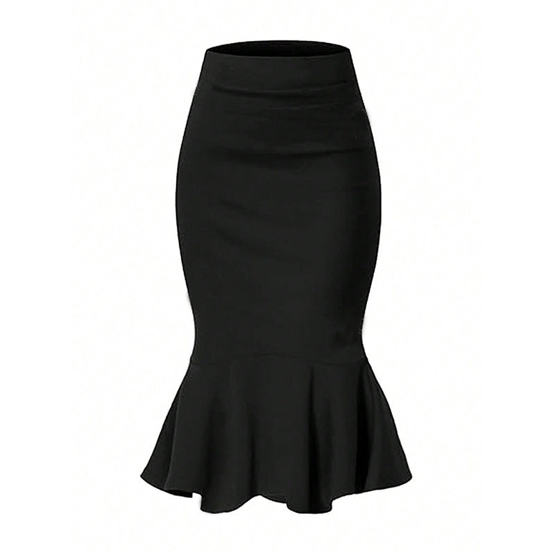 Women's Solid-Color Versatile Sheath Fishtail Elegant Skirt