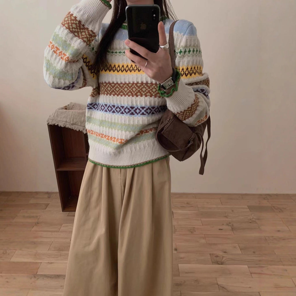 Women's Korean-style High-end Loose Jacquard Knitted Sweater
