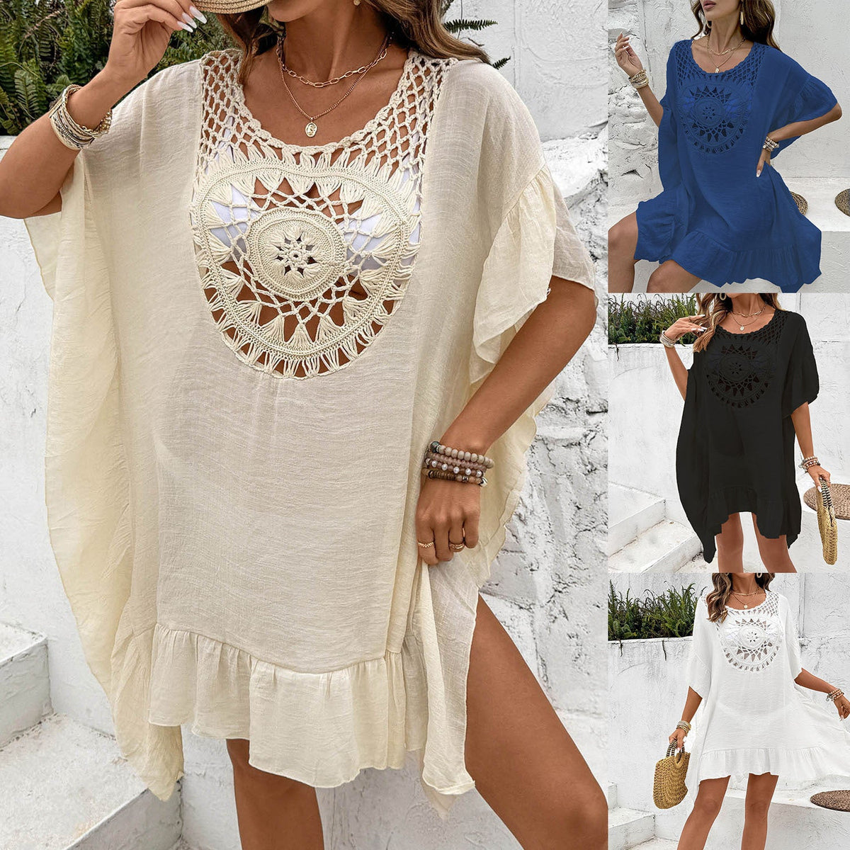 Beach Crochet Stitching Tassel Dress Swimsuit