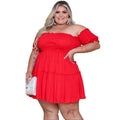 Women's Slimming Defined-Waist Asymmetrical Plus-Size Dress