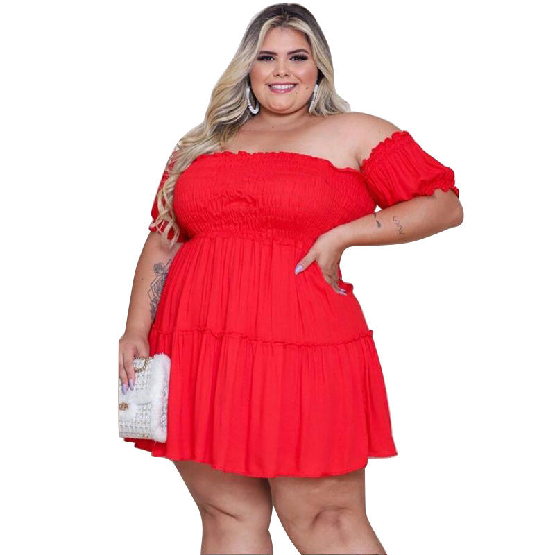 Women's Slimming Defined-Waist Asymmetrical Plus-Size Dress