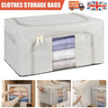 2 Pack Beige Storage Box Transparent Window - Foldable Clothing Organiser Boxes