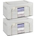 2 Pack 24L Foldable Storage Bags Metal Frame Oxford Clothes Organiser Box Grey