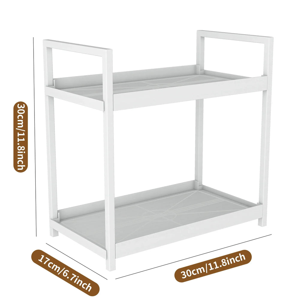 2-Tier Countertop Storage Rack - Large Capacity Bathroom & Kitchen Organiser