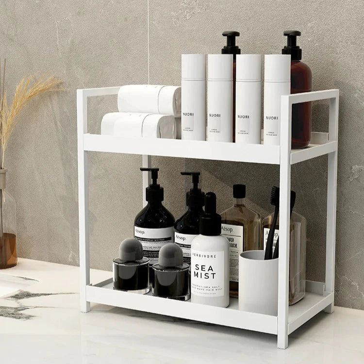 2-Tier Countertop Storage Rack - Large Capacity Bathroom & Kitchen Organiser