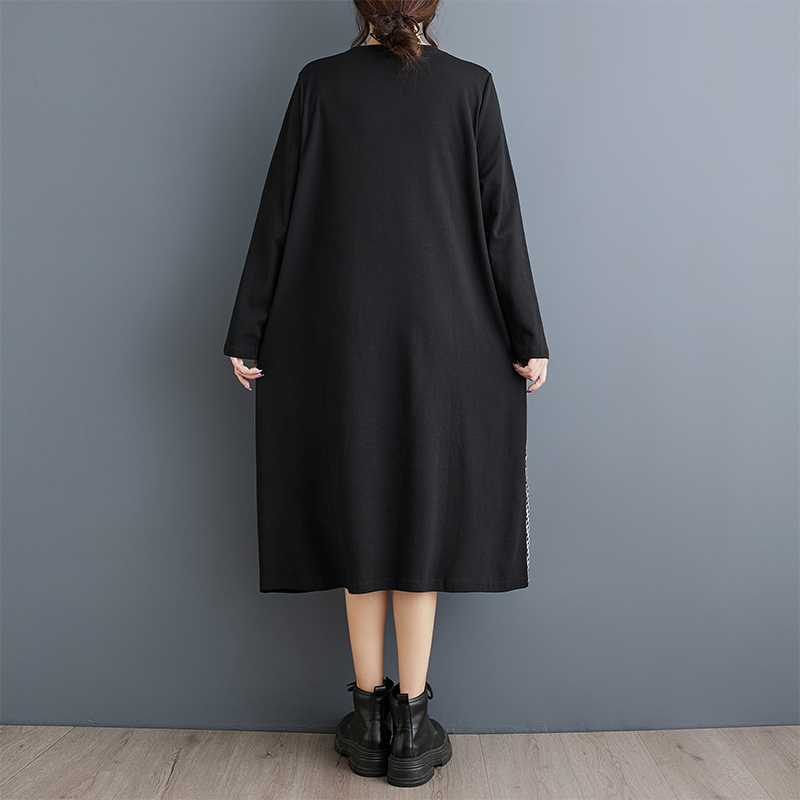 New Plaid Patchwork Loose-fitting Casual Dress
