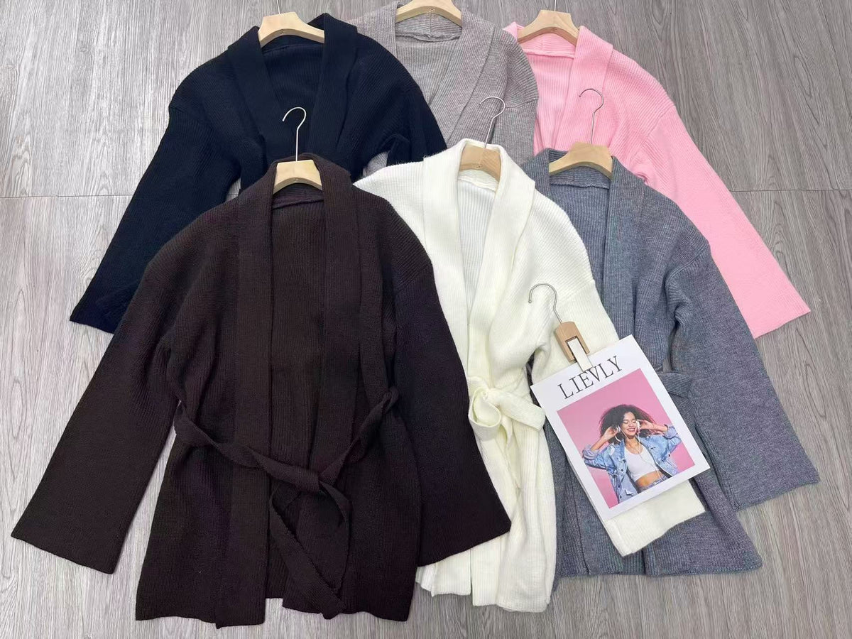 Cashmere Belt Knitted Cardigan Jacket