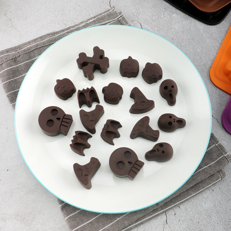 Halloween mold diy glue dripper pumpkin biscuit cake mold Candy Flip candy cookie skull skull chocolate mold