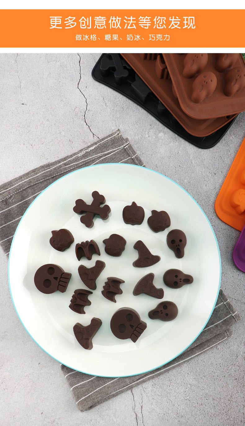 Halloween mold diy glue dripper pumpkin biscuit cake mold Candy Flip candy cookie skull skull chocolate mold