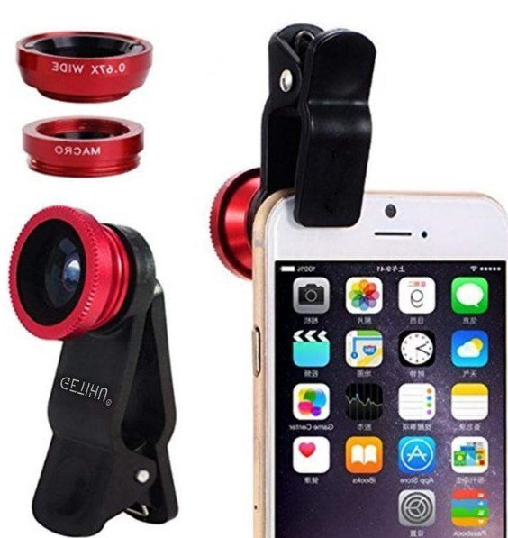 Universal Fisheye Lens 3 in 1 Mobile Phone Clip Lenses Fish