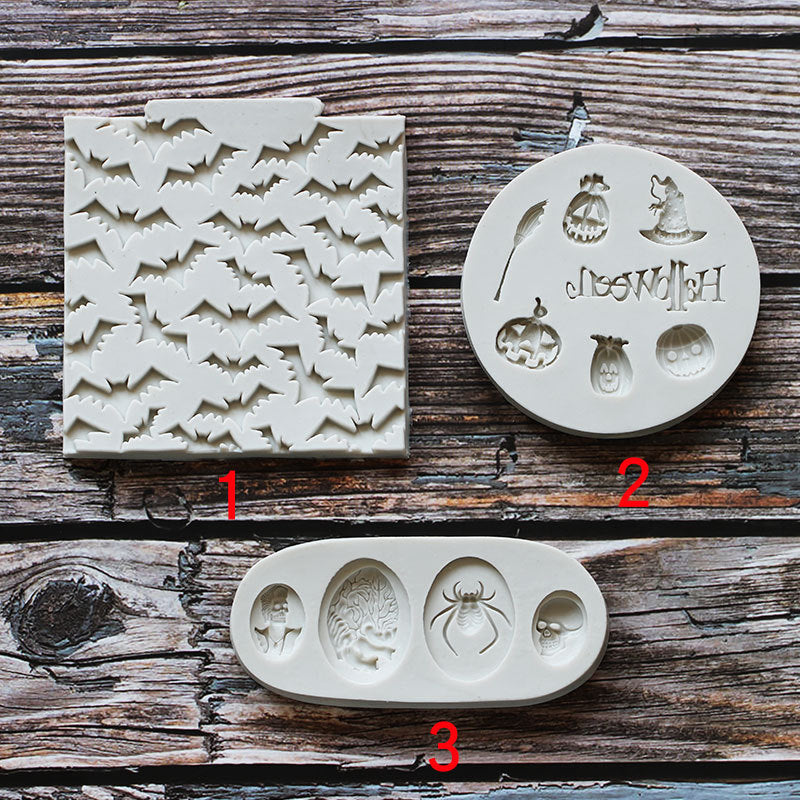 Halloween Series Flip Sugar Silicone Mold Pumpkin Ghost Skull Chocolate Cake Shape Decoration Silicone Mold