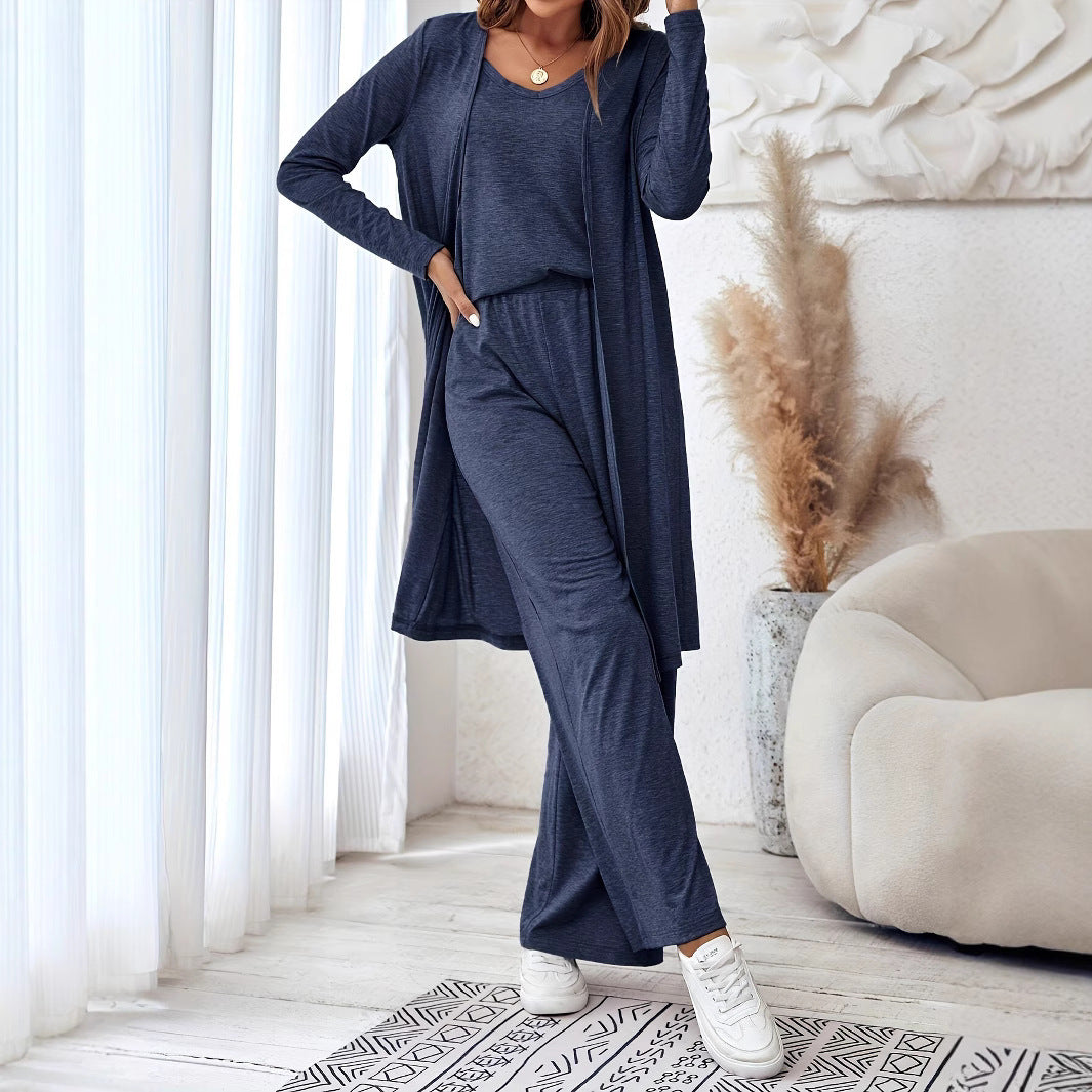 Sling Top Long Cardigan Trousers Three Suit