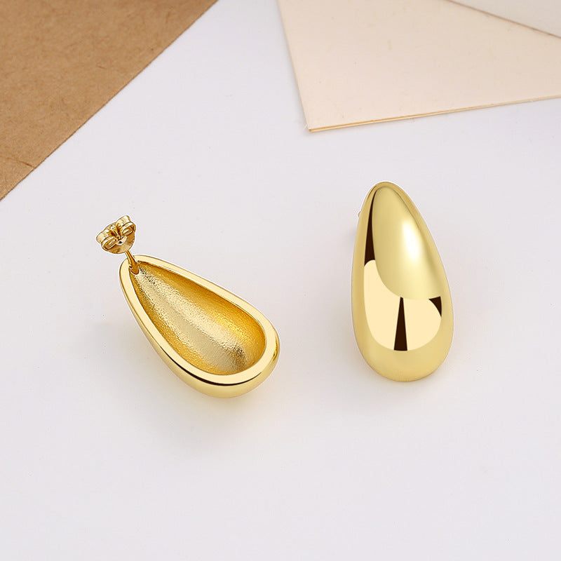 Luxury 16K Gold Plated Water Drop Earrings - Elegant Teardrop Studs for Women