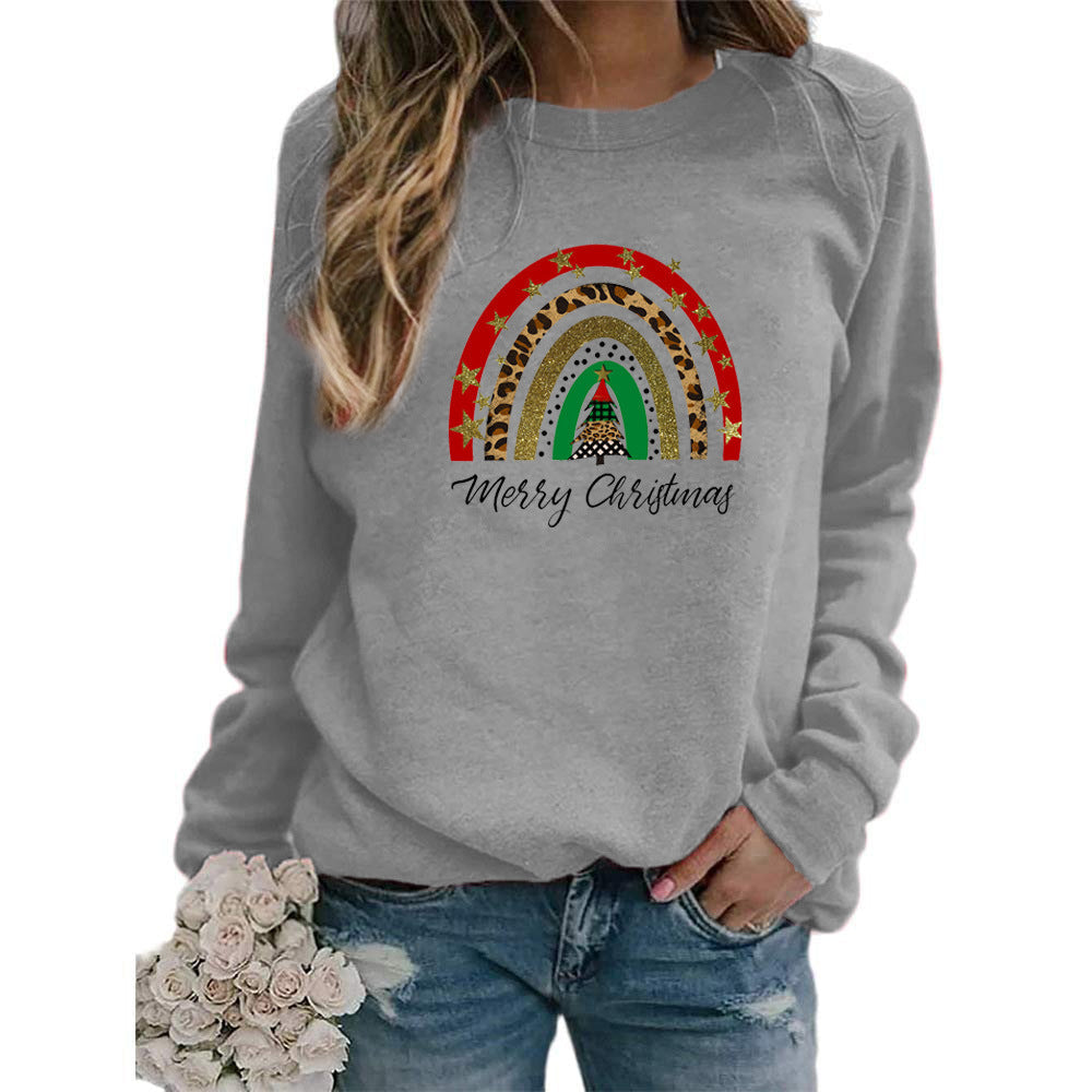 Amazon AliExpress wish Best Selling Rainbow Christmas Merry Christmas Printed Crewneck Sweat Europe and America