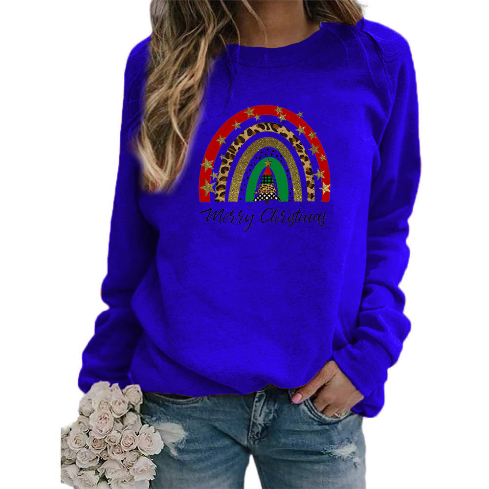 Amazon AliExpress wish Best Selling Rainbow Christmas Merry Christmas Printed Crewneck Sweat Europe and America
