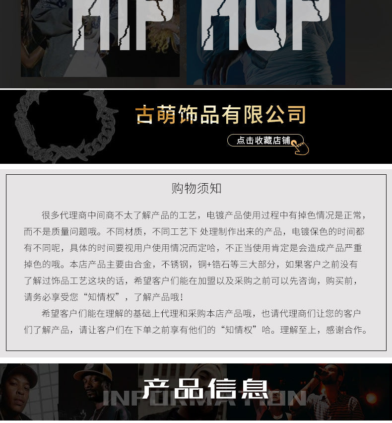 Gu Meng New Product Small Prickly Head Cartoon Hip Hop Men's Necklace Pendant European and American Street Fashion Brand Zircon Pendant