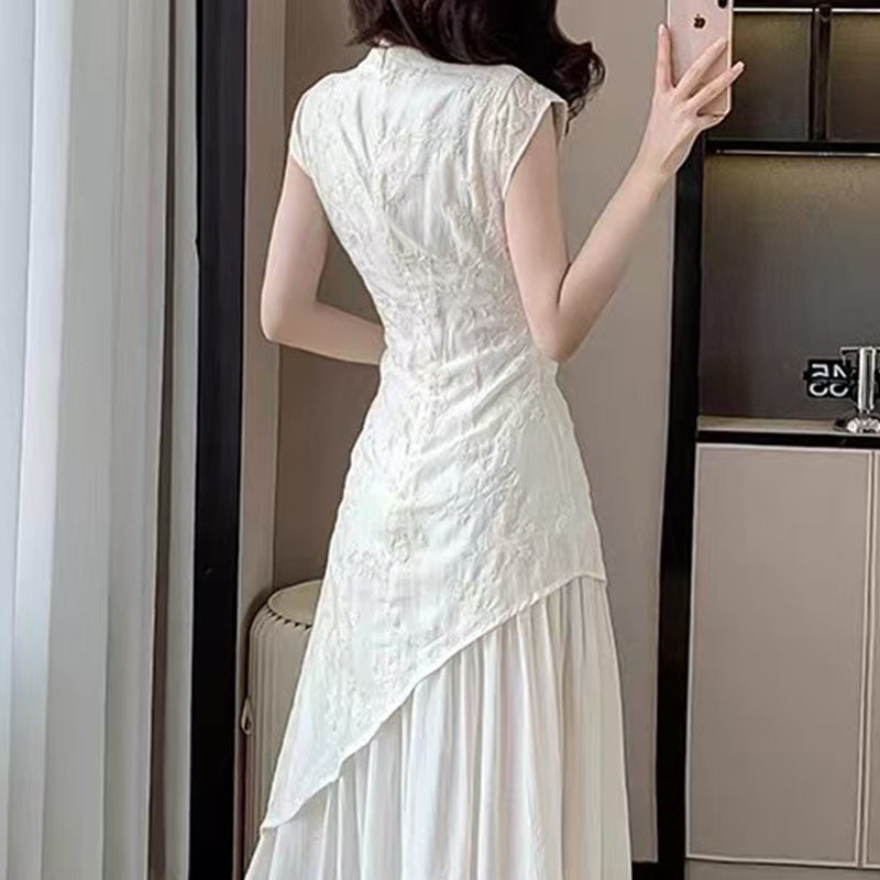 Women's Casual Chinese-Style Embroidered Stand-Collar Dress