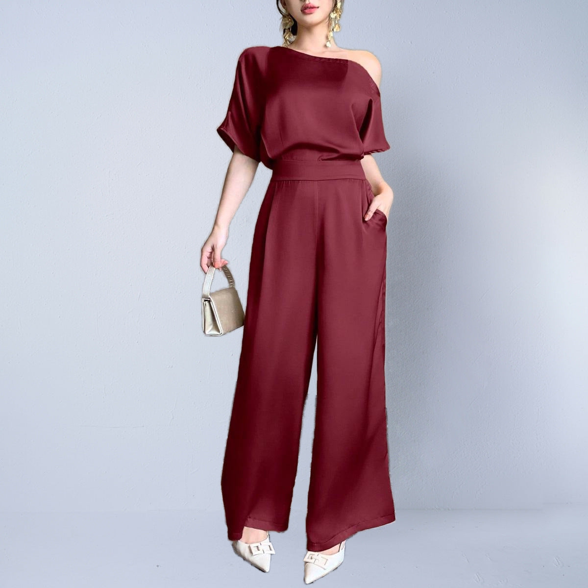 Silky-elegant Asymmetrical Jumpsuit For Women