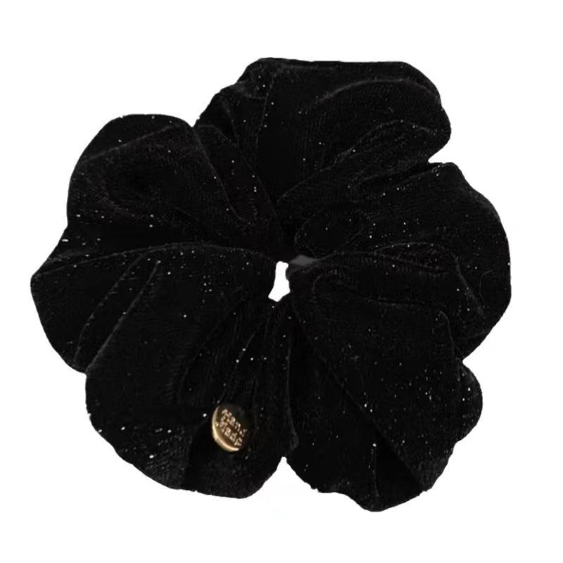 High-end Simple All-match Large Intestine Hair Ring Black Velvet