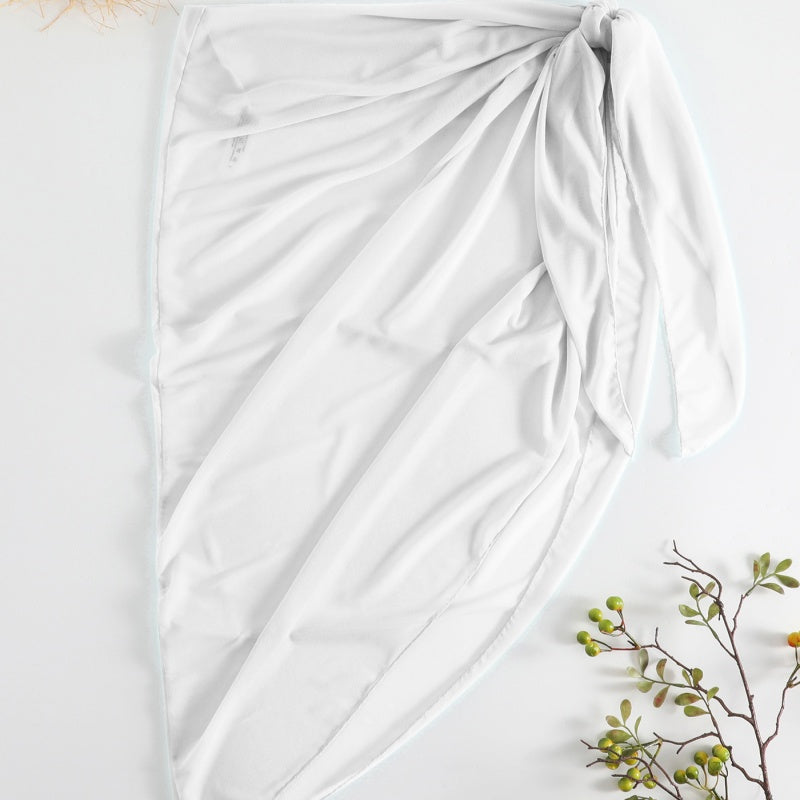 Asymmetrical-cut Sun-protective Sexy Solid-color Beach Dress