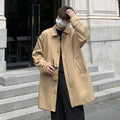 Simple Casual Trench Men's Mid-length Overhat Retro Solid Color Lady Couple Coat
