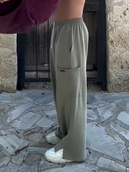 Men's Casual Elastic Waist Wide Leg Pants