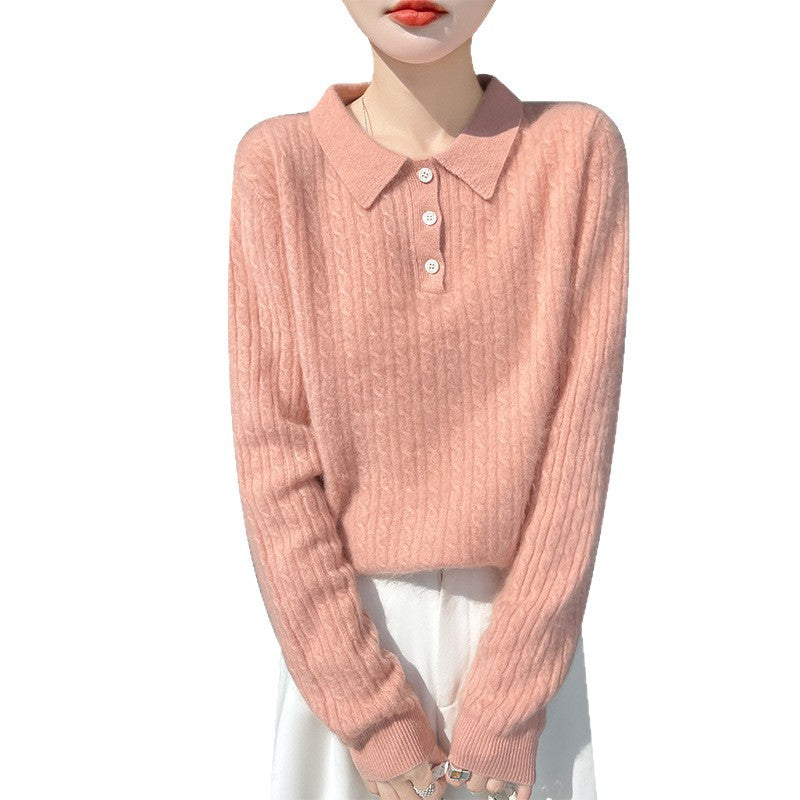 Women's Ribbed-knit Loose-fitting Thickened Sweater All-match Top