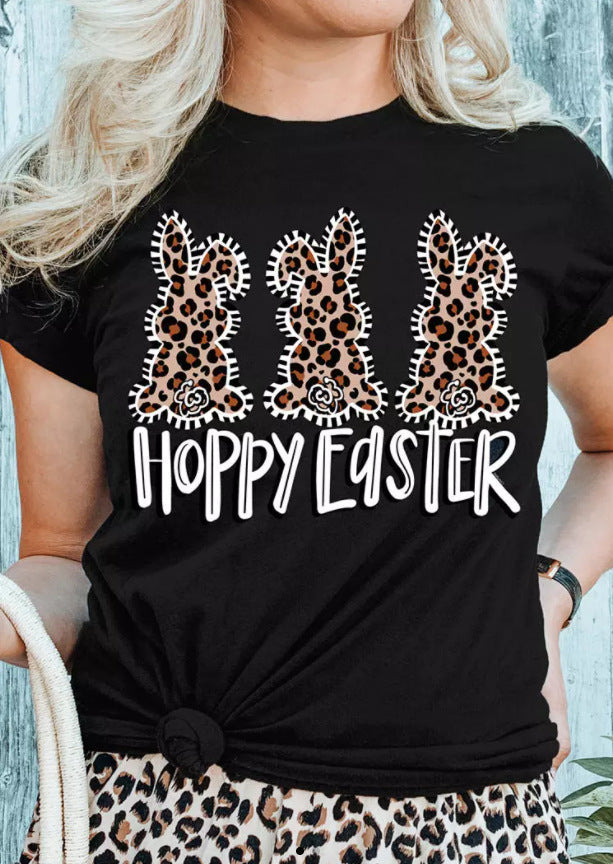 Easter Lady Bunny Pattern Printed Top T-shirt