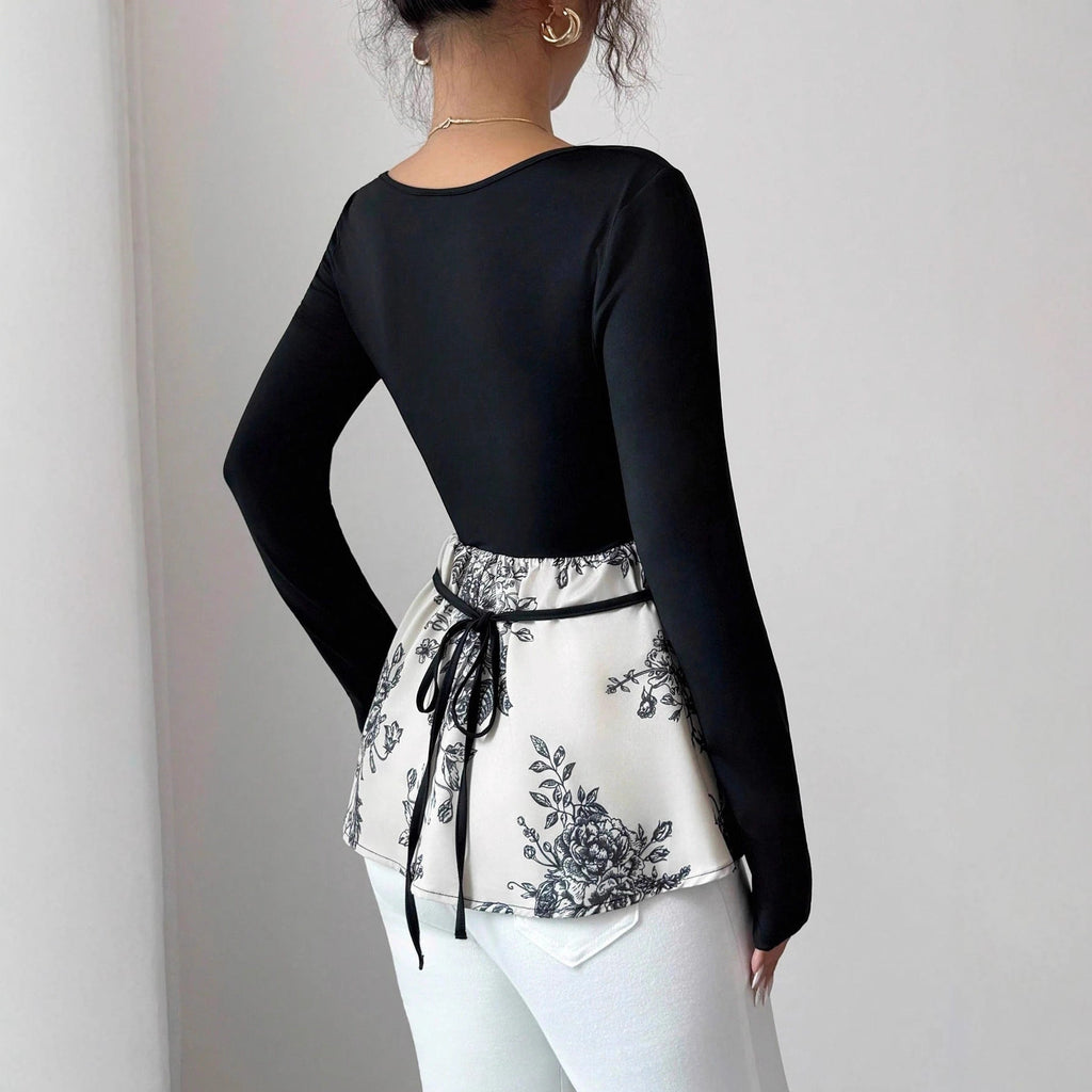 Special-interest Design Floral Skirt Versatile Top