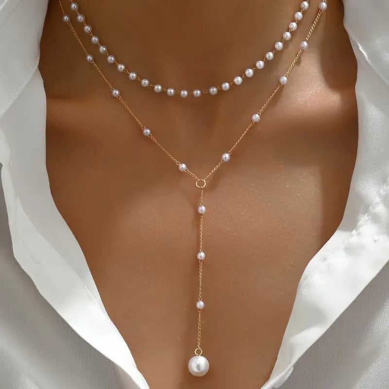 Pearl Double Layer Twin Pearl Necklace