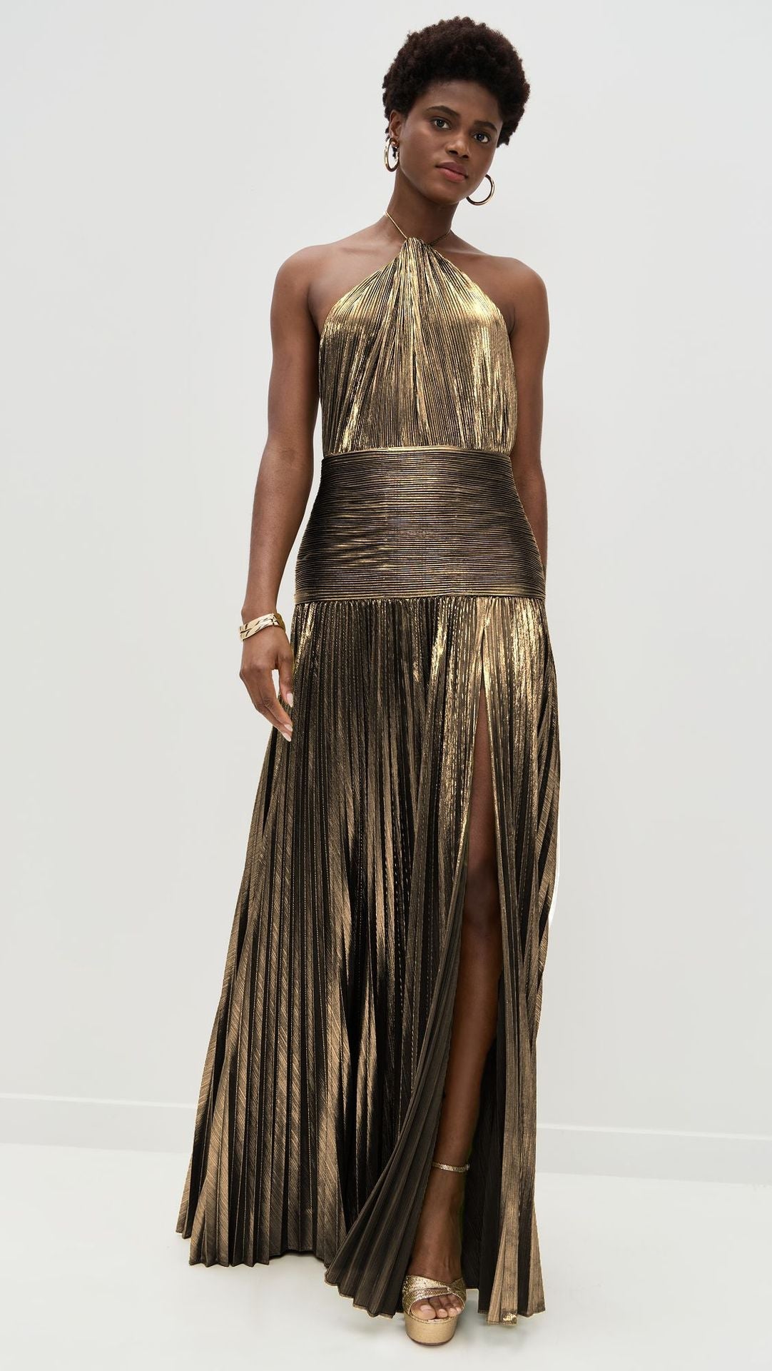 Sexy Pleated Halter Neck Long Dresses Summer Split Sleeveless Dress Evening Party Club Women's Clothing