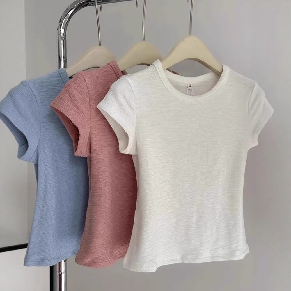 Summer Texture Ruffle Short Sleeve Women