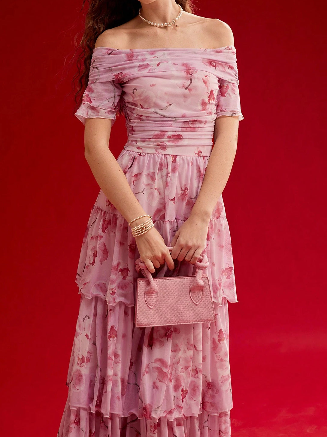 Floral Off-the-Shoulder Tiered Maxi Dress